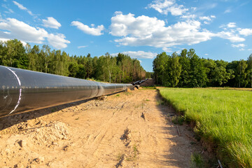 Construction of an industrial gas pipeline (oil), leading by nature - 588446161