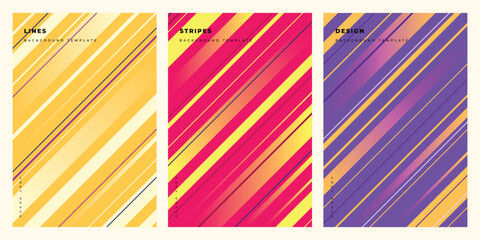 Colorful stripes background template set copy space for poster, banner, or brochure design