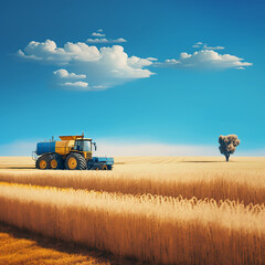 Obraz premium combine harvester in field