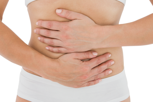 Fit woman with stomach pain 