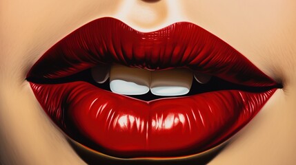 beautiful red lips AI Generated
