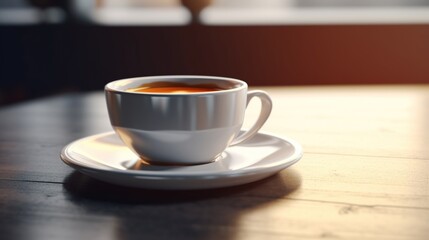 Obraz premium cup of coffee on a wooden table AI Generated
