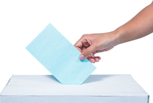 Woman putting ballot in vote box