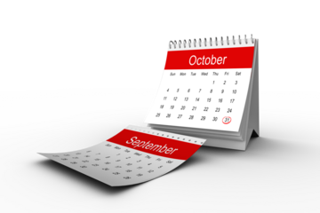 Beginning of October on desk calendar