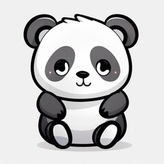 Illustration of a Sitting Panda Bear on White Backgroun created with Generative AI technology