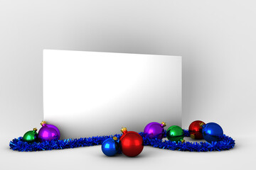 Poster with colourful christmas decorations