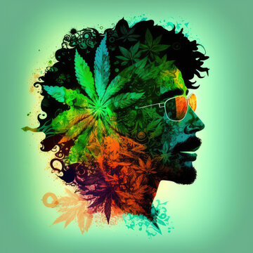 Generative AI Funk Art Man with Cannabis