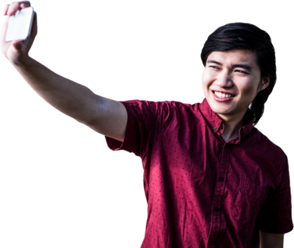 Hipster man taking a selfie 