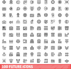 100 future icons set. Outline illustration of 100 future icons vector set isolated on white background