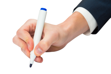 Hand writing with blue marker