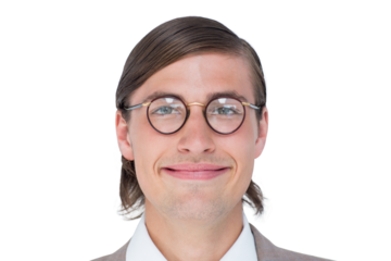 Geeky hipster looking at camera 