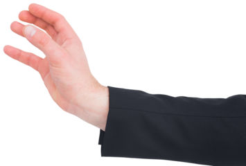 Businessman in suit holding his hand out