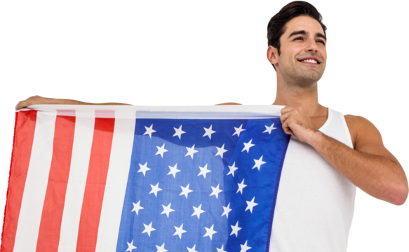 Athlete posing with american flag