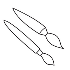 Obraz premium Paint brush.Painting tools elemen. Outline vector illustration.Art supplies.School supplies.Artist workplace. Isolated on white background.