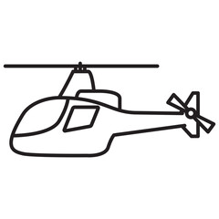 Helicopter line icon. Linear style pictogram.Thin line copter symbol.Outline chopper icon.Simple design.Air transport.Isolated on white background.
