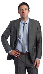 Smiling businessman with hand on hip