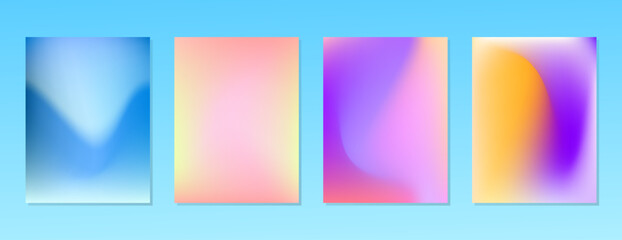Fototapeta premium SET SOFT GRADIENT MESH FLUID BLURRED BACKGORUND DESIGN VECTOR TEMPLATE GOOD FOR POSTER, WALLPAPER, COVER, FRAME, FLYER, SOCIAL MEDIA 