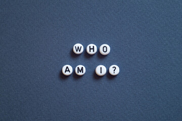 Who am i - word concept on paper