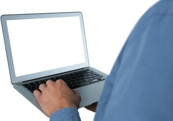 Male executive using laptop