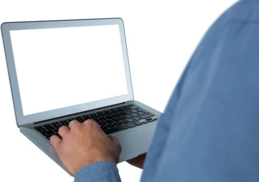 Male executive using laptop