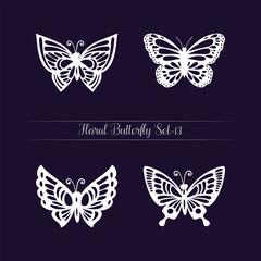 Fototapeta na wymiar Floral Butterfly Set Color Book Line Art Vector Online Sale
