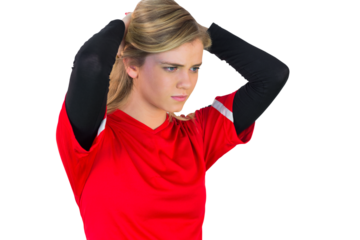 Disappointed football fan in red