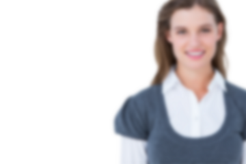 Defocused image of smiling woman