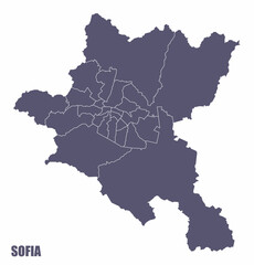 Fototapeta na wymiar Sofia city administrative map