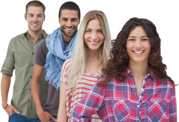 Fototapeta premium Four fashionable friends looking at camera