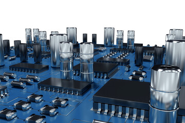 Close up of blue circuit board