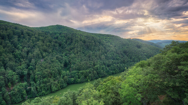 Hamori Lake and Mountains in The Bukk National Park. Lillafured, Miskolc, Hungary.