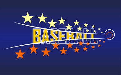 Baseball team design isolated on dark blue black background. School spirit shirts sport fan emblem. For print or cut (Cricut, Silhouette). 
 