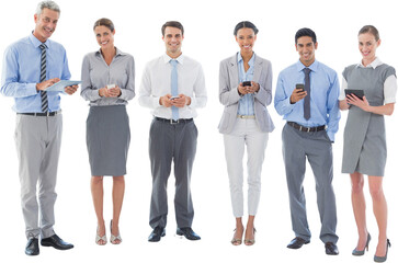 Obraz premium Business people using their phone 