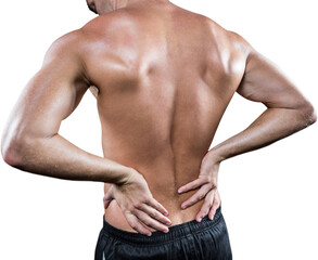 Fototapeta na wymiar Shirtless man with back pain