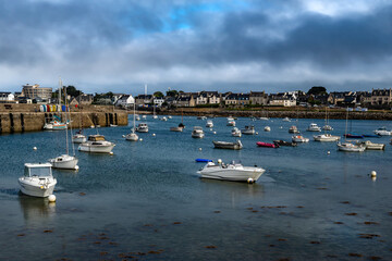 Fototapeta na wymiar Harbor At City Of Roscoff At The Finistere Atlantic Coast In Brittany, France