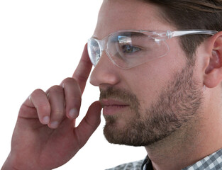 Man wearing protective glasses