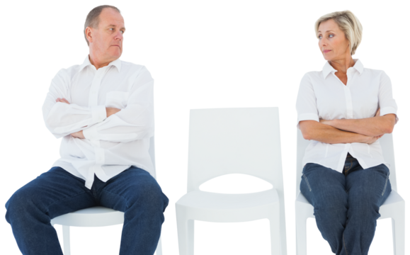 Upset couple not talking to each other after fight