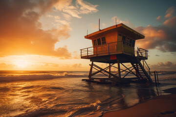 Lifeguard tower. Generative AI