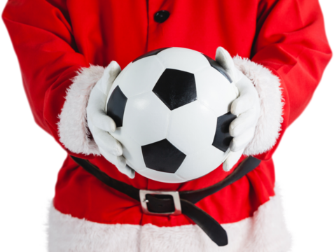 Santa claus holding a football - Powered by Adobe