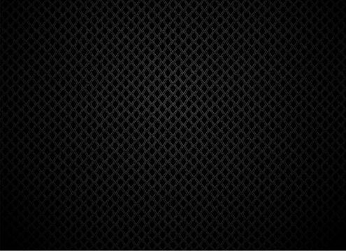 Vector black nylon fabric pattern background. Black gray color abstract fishnet cloth material wallpaper. Polyamide fiber mesh web texture or presentation background