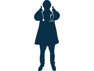 Digital composite image of doctor gesturing