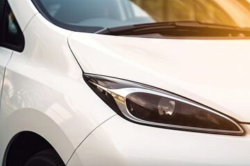 Close up of model modern design car with led headlight, technology futuristic concepts with Generative AI.