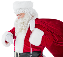 Festive santa claus checking time