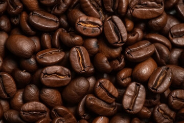 Coffee Beans with surrounded Smoke on a Dark Background. Creative AI wallpaper. Created by generative AI