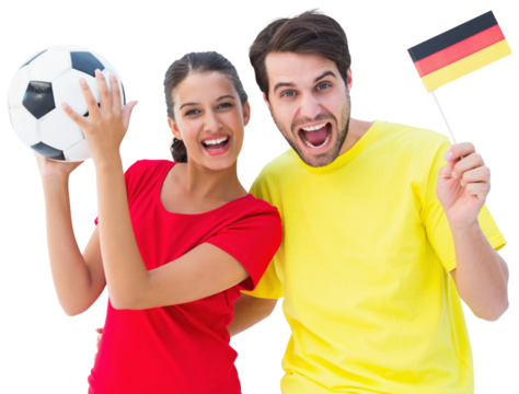 Excited german football fans cheering - Powered by Adobe