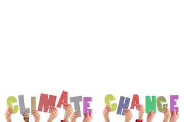 Cropped hands holding colorful words climate change 