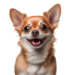 Portrait of a cute and happy dog on a transparent background. generative AI