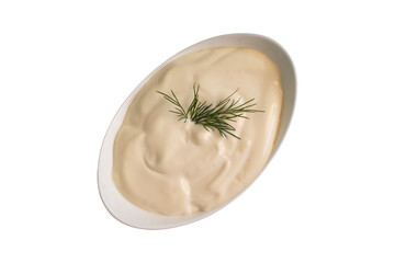 Mayonnaise with dill isolated on white background