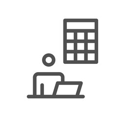 Calculation and accounting related icon outline and linear symbol.	
