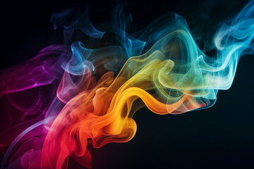 Colorful Vape Smoke. Dark Background. Multicolor Smoke. Creative AI Wallpaper. Created by generative AI
